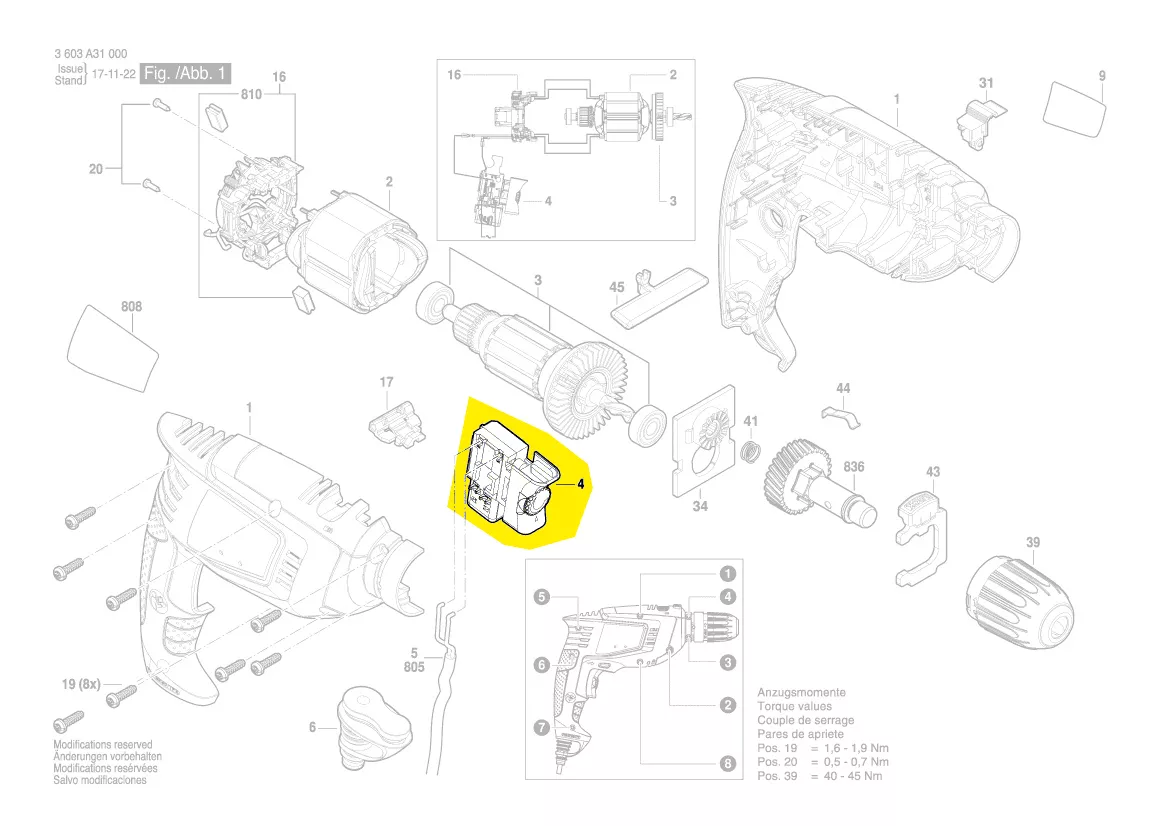 Interrupteur réf. 2 609 007 834 pour PSB UniversalImpact